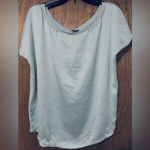 NWT Express Off The Shoulder London Tee w Satin ~ Iced Aqua / Pastel Mint Size M